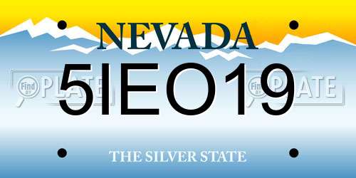 5IEO19 Nevada License Plate