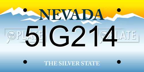 5IG214 Nevada License Plate