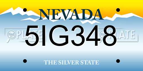 5IG348 Nevada License Plate