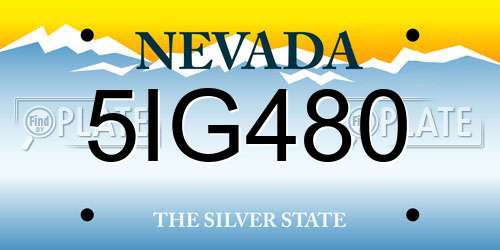 5IG480 Nevada License Plate