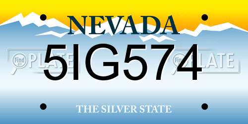 5IG574 Nevada License Plate