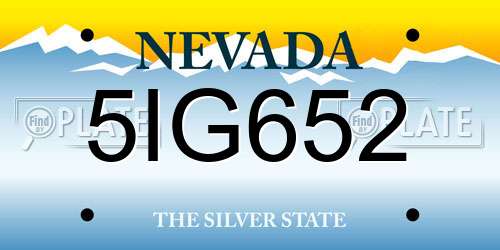 5IG652 Nevada License Plate