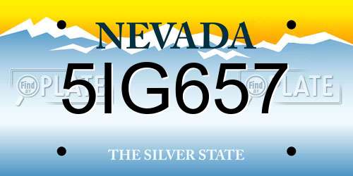 5IG657 Nevada License Plate