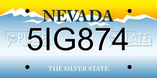 5IG874 Nevada License Plate