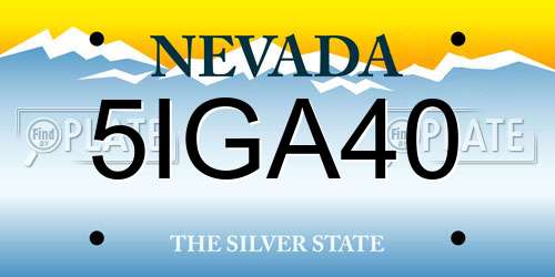 5IGA40 Nevada License Plate