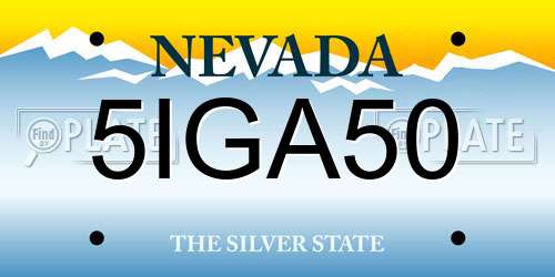 5IGA50 Nevada License Plate