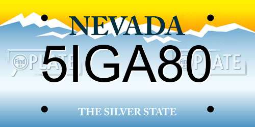 5IGA80 Nevada License Plate