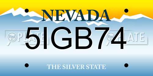 5IGB74 Nevada License Plate