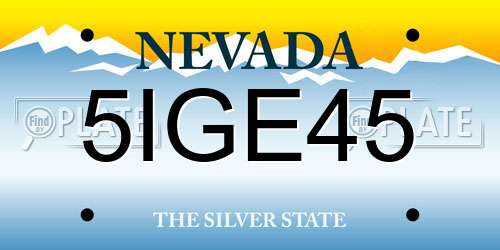 5IGE45 Nevada License Plate