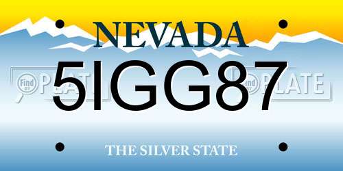 5IGG87 Nevada License Plate