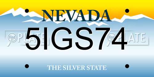 5IGS74 Nevada License Plate