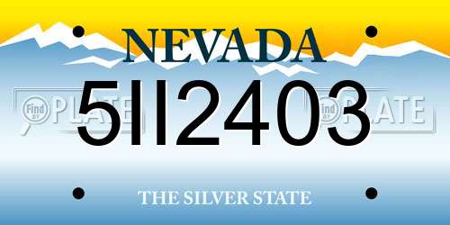 5II2403 Nevada License Plate