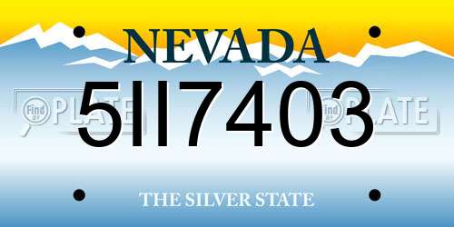 5II7403 Nevada License Plate