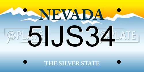 5IJS34 Nevada License Plate
