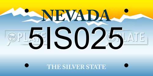 5IS025 Nevada License Plate