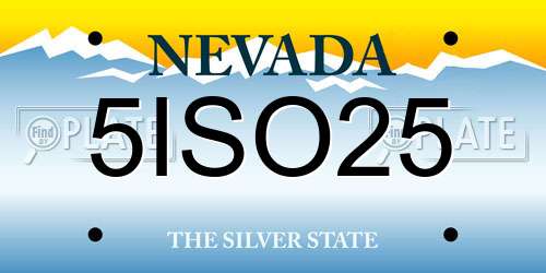 5ISO25 Nevada License Plate
