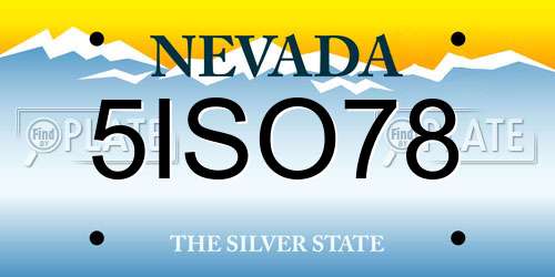 5ISO78 Nevada License Plate