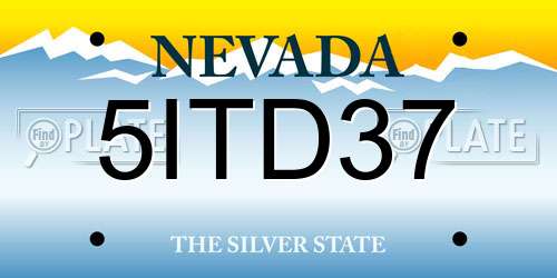 5ITD37 Nevada License Plate
