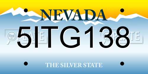 5ITG138 Nevada License Plate
