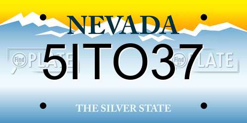 5ITO37 Nevada License Plate