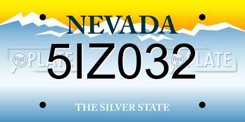 5IZ032 Nevada License Plate