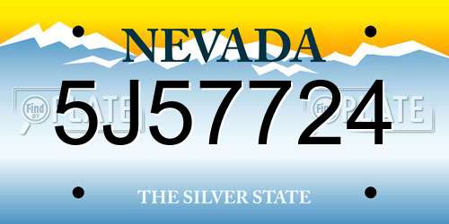5J57724 Nevada License Plate
