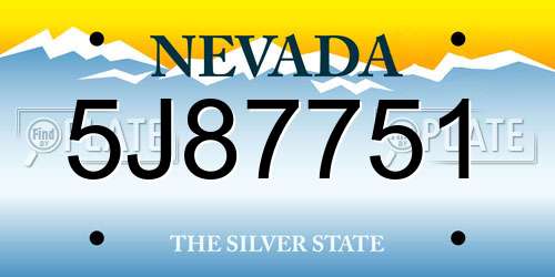 5J87751 Nevada License Plate
