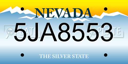 5JA8553 Nevada License Plate