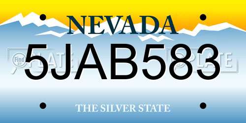 5JAB583 Nevada License Plate
