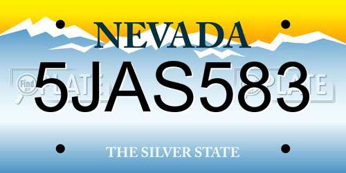 5JAS583 Nevada License Plate