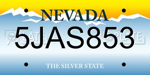 5JAS853 Nevada License Plate