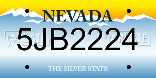 5JB2224 Nevada License Plate