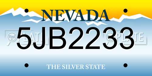 5JB2233 Nevada License Plate