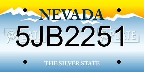 5JB2251 Nevada License Plate