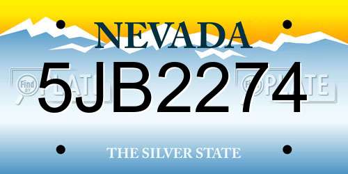 5JB2274 Nevada License Plate