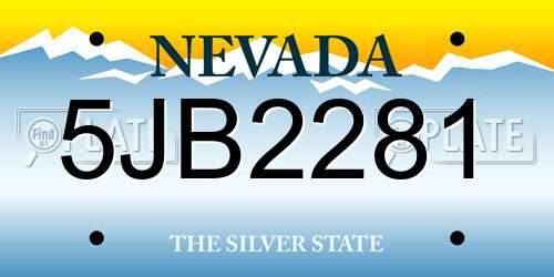 5JB2281 Nevada License Plate