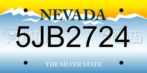 5JB2724 Nevada License Plate