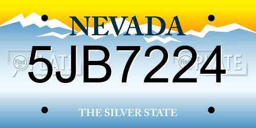 5JB7224 Nevada License Plate