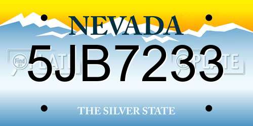 5JB7233 Nevada License Plate