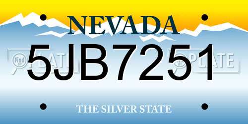 5JB7251 Nevada License Plate
