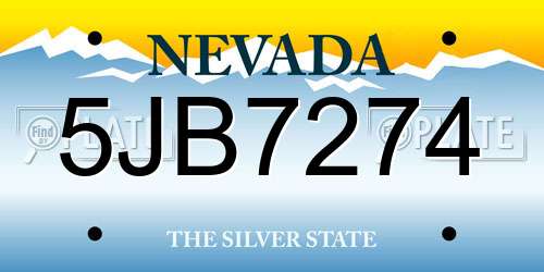 5JB7274 Nevada License Plate