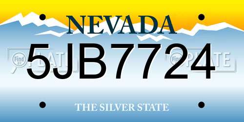 5JB7724 Nevada License Plate