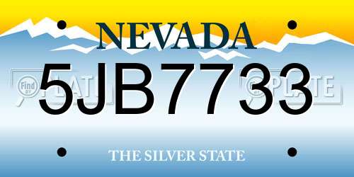 5JB7733 Nevada License Plate