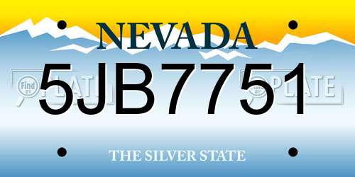 5JB7751 Nevada License Plate