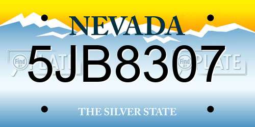 5JB8307 Nevada License Plate