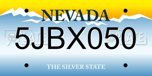 5JBX050 Nevada License Plate