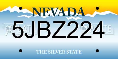 5JBZ224 Nevada License Plate