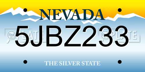 5JBZ233 Nevada License Plate