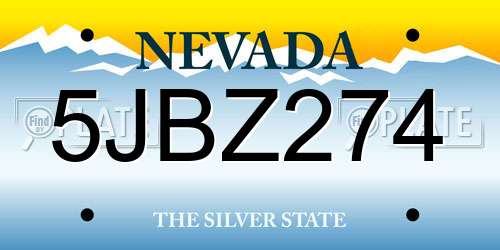 5JBZ274 Nevada License Plate