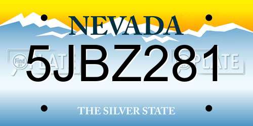 5JBZ281 Nevada License Plate